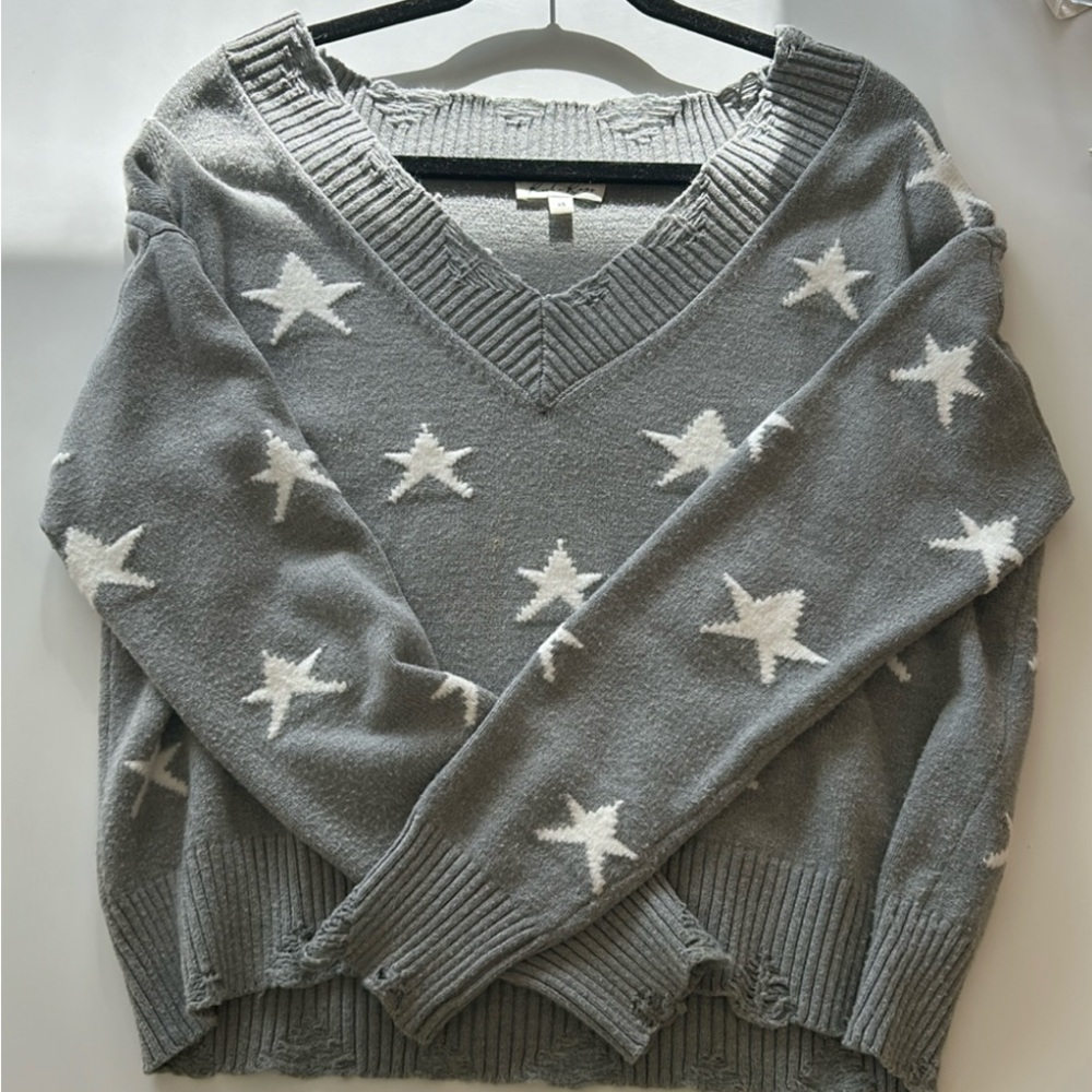 Rockin Rags grey star sweater size XS